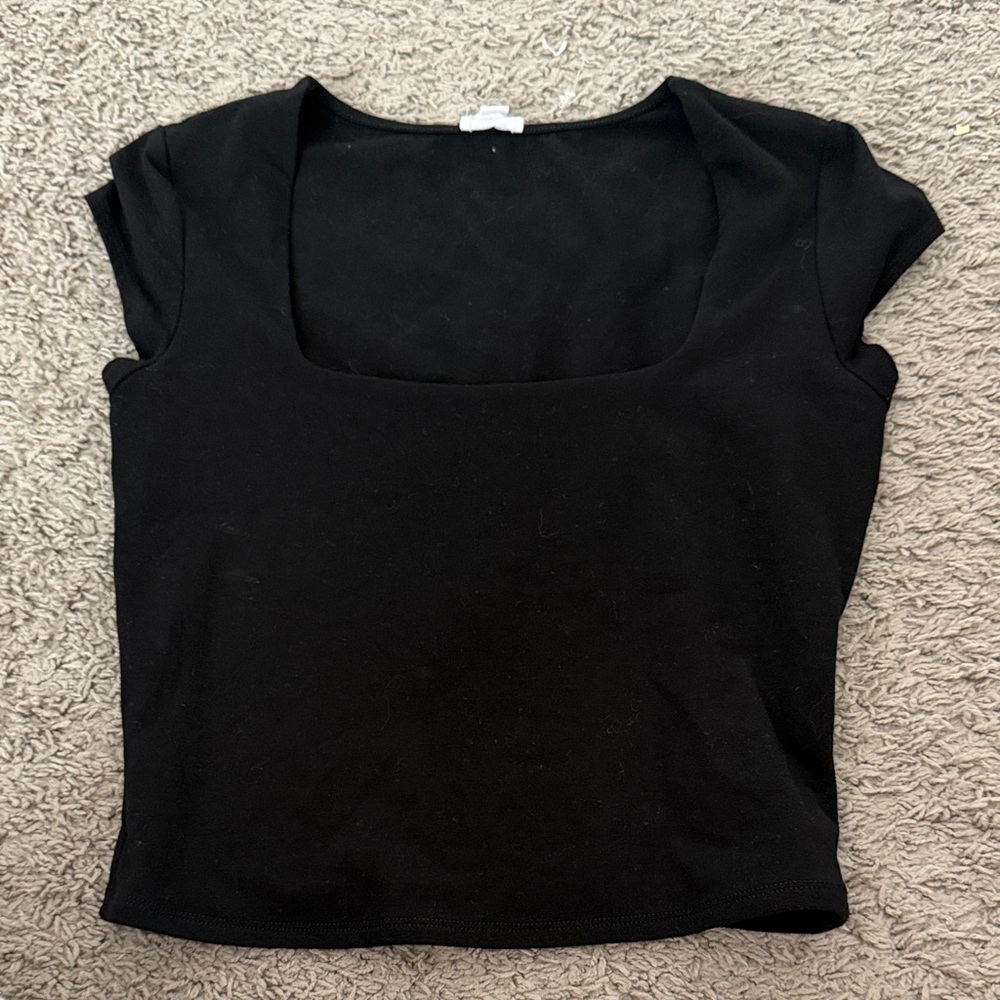 Garage Elegant Black Square Neck Crop Top